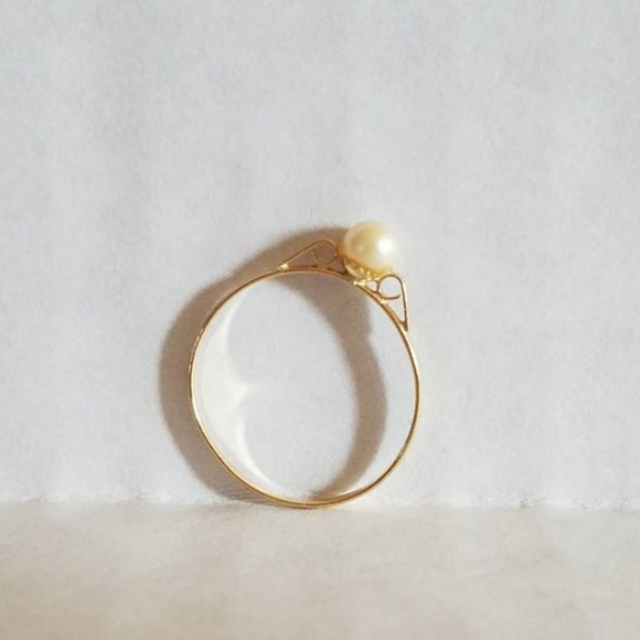 Vintage 18K Pearl Ring - Picture 3 of 10